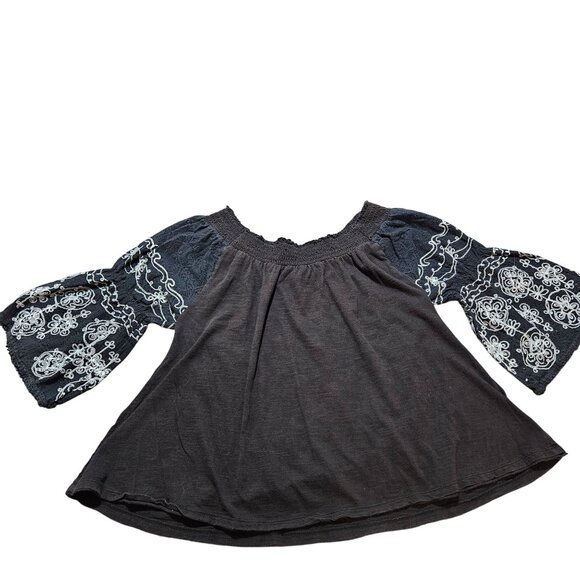 Free People Ethereal Daze Acapulco Blouse Embroidered Off Shoulder Top Medium 10 - Picture 1 of 13